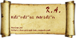 Kőrösi Adrián névjegykártya